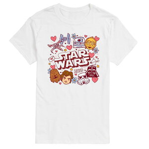 yz X^[ EH[Y Y TVc gbvX Men's Star Wars Valentine's Day Doodles Graphic Tee White
