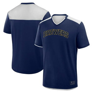 �t�@�i�e�B�N�X �����Y �g�b�v�X T�V���c V�l�b�N Men's Fanatics Navy Milwaukee Brewers Walk Off V-Neck T-Shirt Brw Navy �l�C�r�[