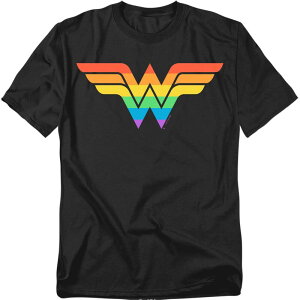 AjLN^[ Y gbvX TVc g[ S OtBbN Licensed Character Big & Tall DComics Wonder Woman Rainbow Logo Graphic Tee Black ubN