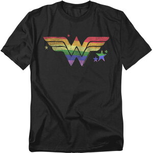 AjLN^[ Y gbvX TVc g[ S OtBbN Licensed Character Big & Tall DComics Wonder Woman Rainbow Sketch Logo Graphic Tee Black ubN