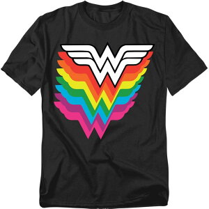 AjLN^[ Y gbvX TVc g[ S OtBbN Licensed Character Big & Tall DComics Wonder Woman Rainbow Logo Stack Graphic Tee Black ubN
