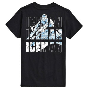 yz }[x Y TVc gbvX Big & Tall Marvel X-Men Iceman Stack Short Sleeve Graphic Tee Black