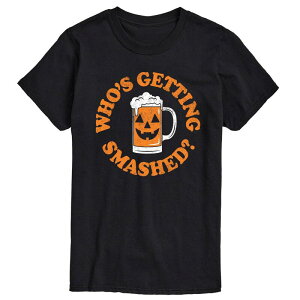 �A�j���L�����N�^�[ �����Y �g�b�v�X T�V���c �g�[�� �O���t�B�b�N Licensed Character Big & Tall Who's Getting Smashed Pumpkin Short Sleeve Graphic Tee Black �u���b�N