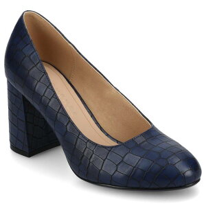 �W���[�j�[ ���f�B�[�X �V���[�Y �p���v�X �q�[�� Journee Seraphina Covered Block Heel Women'shoes Croco Blue �u���[