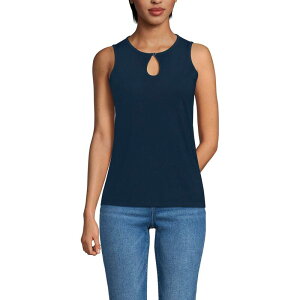 �����Y�G���h ���f�B�[�X �g�b�v�X T�V���c Women's Lands' End Supima Keyhole Tank Top Radiant Navy �l�C�r�[