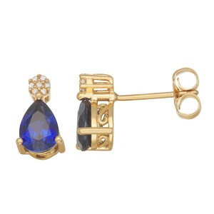 yz Aufbh fB[X sAXECO ANZT[ 10k Gold Diamond Accent & Lab-Created Gemstone Earrings Created Blue Sapphire