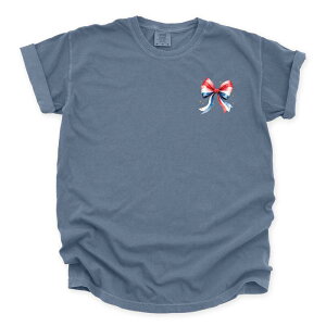 Simply Sage Market ���f�B�[�X �g�b�v�X T�V���c Simply Sage Market Patriotic Bow Star Coquette Garment Dyed Tee Blue Jean �u���[