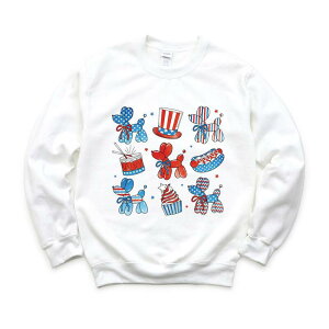 Simply Sage Market ���f�B�[�X �g�b�v�X T�V���c �X�E�F�b�g Simply Sage Market Patriotic Balloon Animal Chart Sweatshirt White �z���C�g