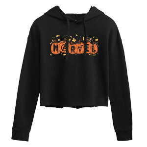�A�j���L�����N�^�[ ���f�B�[�X �g�b�v�X T�V���c �N���b�v�h �p�[�J�[ Licensed Character Juniors' Marvel Pumpkin & Leaves Cropped Hoodie Black �u���b�N