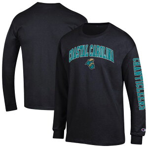 �`�����s�I�� �����Y �g�b�v�X T�V���c ���S Men's Champion Black Coastal Carolina Chanticleers Arch Over Logo 2-Hit Long Sleeve T-Shirt Nc2 Black �u���b�N