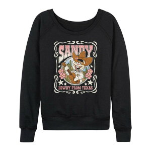 �A�j���L�����N�^�[ ���f�B�[�X �g�b�v�X T�V���c �p���c �p�C�� Licensed Character Women'spongeBob SquarePantsandy Howdy From Texas French Terry Long Sleeve Tee Black �u���b�N