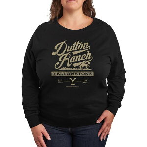 �A�j���L�����N�^�[ ���f�B�[�X �g�b�v�X T�V���c �v���X�T�C�Y �p�C�� Licensed Character Plusize Yellowstone Dutton Ranch Collegiate French Terry Long Sleeve Tee Black �u���b�N