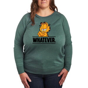 �A�j���L�����N�^�[ ���f�B�[�X �g�b�v�X T�V���c �v���X�T�C�Y �p�C�� Licensed Character Plusize Garfield Whatever French Terry Long Sleeve Tee Heather Juniper �w�U�[