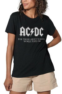 �A�j���L�����N�^�[ ���f�B�[�X �g�b�v�X T�V���c �O���t�B�b�N Licensed Character Juniors' ACDC World Tour 1982 Graphic Tee Black �u���b�N
