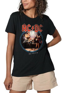 �A�j���L�����N�^�[ ���f�B�[�X �g�b�v�X T�V���c ���S �O���t�B�b�N Licensed Character Juniors' ACDC Logo Tour Graphic Tee Black �u���b�N