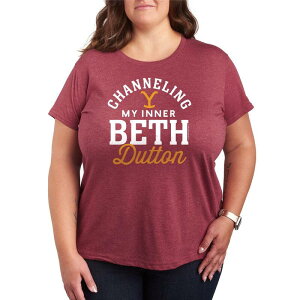 �A�j���L�����N�^�[ ���f�B�[�X �g�b�v�X T�V���c �v���X�T�C�Y �O���t�B�b�N Licensed Character Plusize Yellowstone Channeling My Inner Beth Dutton Graphic Tee Heather Wine �w�U�[
