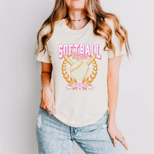 Simply Sage Market ���f�B�[�X �g�b�v�X T�V���c Simply Sage Market Softball Mom Crossed Batshort Sleeve Tee Cream �N���[��