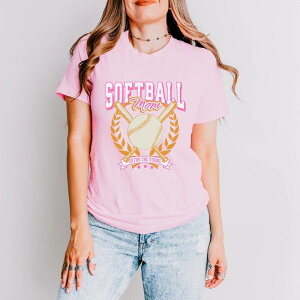 Simply Sage Market ���f�B�[�X �g�b�v�X T�V���c Simply Sage Market Softball Mom Crossed Batshort Sleeve Tee Pink �s���N