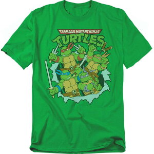 �A�j���L�����N�^�[ �����Y �g�b�v�X T�V���c �g�[�� �O���t�B�b�N Licensed Character Big & Tall Original & Unrestored Teenage Mutant Ninja Turtles Group Graphic Tee Bright Green �O���[��