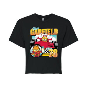 �A�j���L�����N�^�[ ���f�B�[�X �g�b�v�X T�V���c �N���b�v�h Licensed Character Juniors' Garfield Racing Team Cropped Tee Black �u���b�N