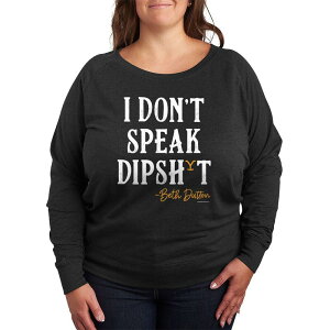 �A�j���L�����N�^�[ ���f�B�[�X �g�b�v�X T�V���c �v���X�T�C�Y �p�C�� Licensed Character Plusize Yellowstone I Don't Speak Beth Dutton French Terry Long Sleeve Tee Heather Charcoal �`���R�[��