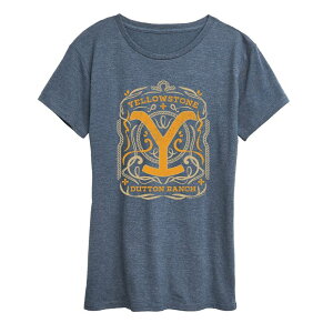 �A�j���L�����N�^�[ ���f�B�[�X �g�b�v�X T�V���c ���S �O���t�B�b�N Licensed Character Women's Yellowstone Flourish Logo Graphic Tee Heather Blue �w�U�[