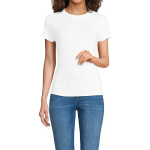 �����Y�G���h ���f�B�[�X �g�b�v�X T�V���c �N���[�l�b�N �v�` Petite Lands' End Short Sleeve Cooling Crew Neck T-Shirt White �z���C�g