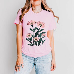 Simply Sage Market ���f�B�[�X �g�b�v�X T�V���c Simply Sage Market Pink Daisies Watercolor Short Sleeve Tee Pink �s���N