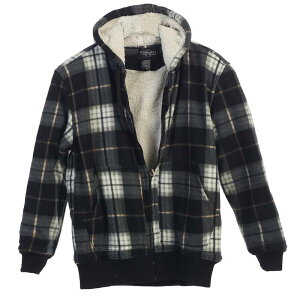 �W���x���e�B �����Y �A�E�^�[ �j�b�g�E�Z�[�^�[ �p�[�J�[ �W���P�b�g Gioberti Mens Checkered Flannel Hoodie Jacket with Sherpa Lining Charcoal �`���R�[��