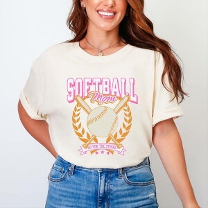 Simply Sage Market ���f�B�[�X �g�b�v�X T�V���c Simply Sage Market Softball Mom Crossed Bats Garment Dyed Tee Ivory �A�C�{���[