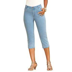 ���A�}���Y ���f�B�[�X �{�g���X �J�W���A���p���c �v���X�T�C�Y �g�[�� �L���b�v Roaman's Women's Plusize Tall Classic Stretch Capri Jean Light Stonewash
