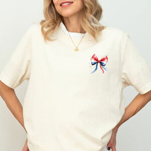 Simply Sage Market ���f�B�[�X �g�b�v�X T�V���c Simply Sage Market Patriotic Bow Star Coquette Short Sleeve Tee Cream �N���[��