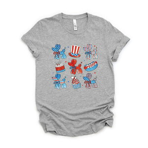 Simply Sage Market ���f�B�[�X �g�b�v�X T�V���c Simply Sage Market Patriotic Balloon Animal Chart Short Sleeve Tee Heather Grey �O���[