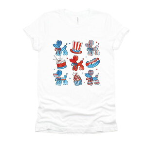 Simply Sage Market ���f�B�[�X �g�b�v�X T�V���c Simply Sage Market Patriotic Balloon Animal Chart Short Sleeve Tee White �z���C�g