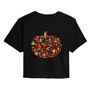 �X�^�[ �E�H�[�Y ���f�B�[�X �g�b�v�X T�V���c �N���b�v�h Juniors' Star Wars Pumpkin Silhouette Cropped Tee Black �u���b�N
