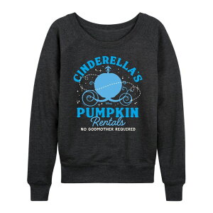 �f�B�Y�j�[ ���f�B�[�X �g�b�v�X T�V���c �p�C�� Disney's Cinderella Women's Pumpkin Rentals French Terry Long Sleeve Tee Heather Charcoal �`���R�[��