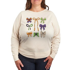 アニメキャラクター レディース トップス Tシャツ プラスサイズ パイル Licensed Character Plusize Halloween Bows Grid French Terry Long Sleeve Tee Beige ベージュ