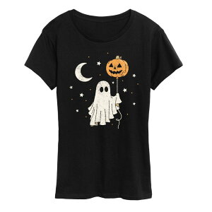 �A�j���L�����N�^�[ ���f�B�[�X �g�b�v�X T�V���c �O���t�B�b�N Licensed Character Women's Ghost & Pumpkin Balloon Graphic Tee Black �u���b�N
