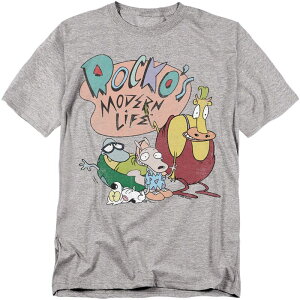�j�R���f�I�� �����Y �g�b�v�X T�V���c �g�[�� ���S �O���t�B�b�N Big & Tall Original & Unrestored Nickelodeon Rocko's Modern Life Logo Group Graphic Tee Heather Gray �O���[