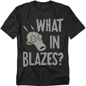�j�R���f�I�� �����Y �g�b�v�X T�V���c �g�[�� �O���t�B�b�N Big & Tall Original & Unrestored Nickelodeon Rocko's Modern Life What In Blazes Graphic Tee Black �u���b�N