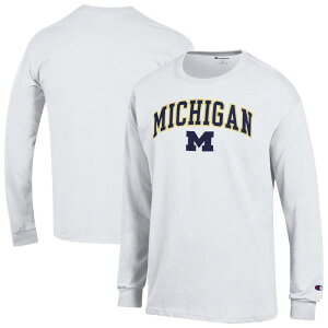 �`�����s�I�� �����Y �g�b�v�X T�V���c ���S Men's Champion White Michigan Wolverines Arch Over Logo 2-Hit Long Sleeve T-Shirt Mic White �z���C�g