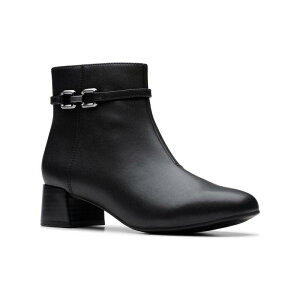 �N���[�N�X ���f�B�[�X �V���[�Y �u�[�c�E���C���u�[�c �A���N�� Clarks Iridessair Women's Wedge Slip-On Comfort Ankle Boots Black Leather �u���b�N