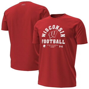 �A���_�[�A�[�}�[ �����Y �g�b�v�X T�V���c Men's Under Armoured Wisconsin Badgers 2025 Sideline Football Performance T-Shirt Wis Red ���b�h