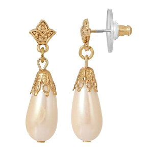 yz 1928 fB[X sAXECO ANZT[ 1928 Gold Tone Simulated Pearl Drop Earrings White