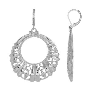 1928 fB[X ANZT[ sAXECO 1928 Silver Tone Filigree Circle Drop Earringsilver Tone Vo[
