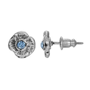 1928 ���f�B�[�X �A�N�Z�T���[ �s�A�X�E�C�������O 1928 Silver Tone Blue Simulated Crystal Flower Stud Earrings Blue �u���[