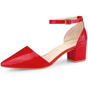 �A���O�� �P�[ ���f�B�[�X �V���[�Y �p���v�X �q�[�� ALLEGRA K Women's Pumpointed Closed Toe Low Chunky Heels Pumps Red ���b�h