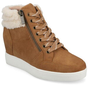 W[j[ fB[X V[Y Xj[J[ Journee Clarity Women's Comfort Wedge Sneakers Cognac