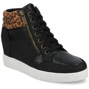 W[j[ fB[X V[Y Xj[J[ Journee Clarity Women's Comfort Wedge Sneakers Leopard Camel L