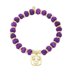 fBYj[ fB[X ANZT[ uXbgEoOEANbg Disney's Mickey Mouse 14k Gold Flash Plated Charm & Amethyst Beaded Stretch Bracelet Gold Tone S[h